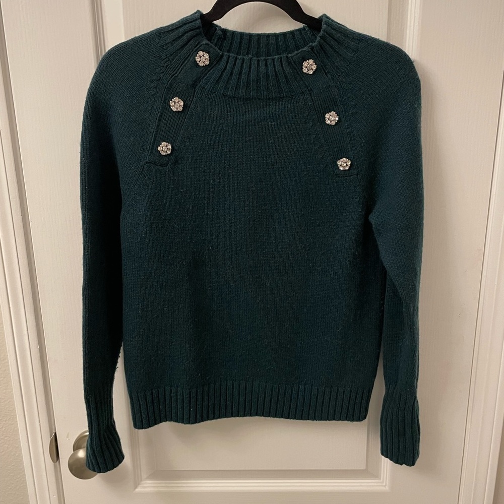 J.Crew Embellished Dark Teal Sweater